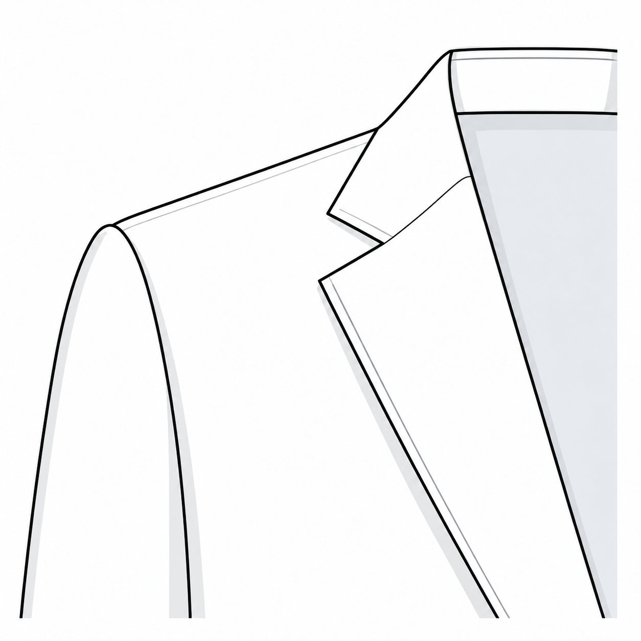 Épaule droite classique, ligne nette et tête de manche lisse